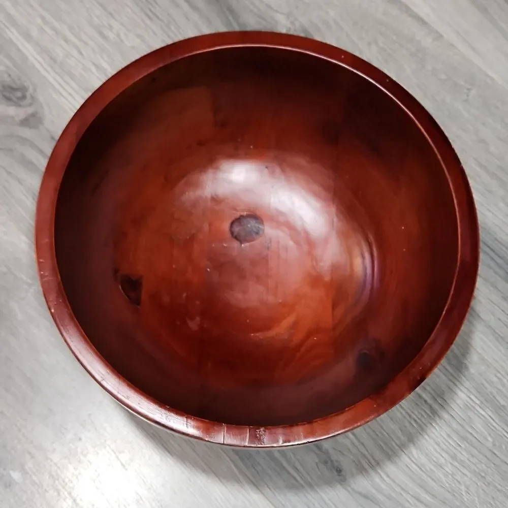VINTAGE Cherry Wooden LG Pedestal Bowl